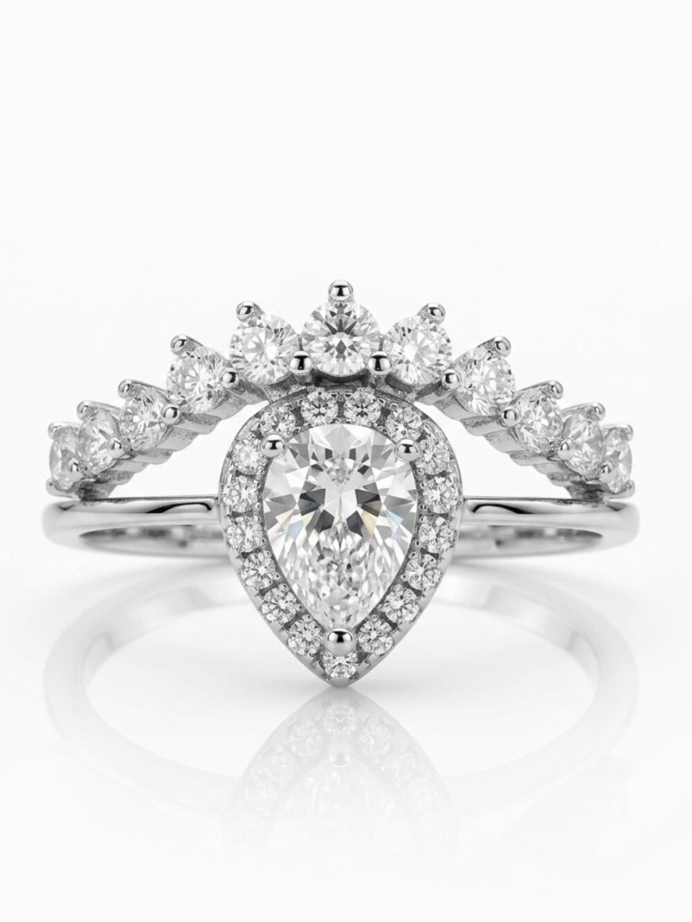 Bridal Ring with Halo Ring 925 Sterling Silver Charmed Aroma